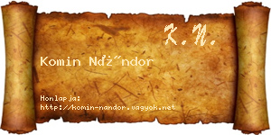 Komin Nándor névjegykártya